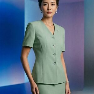 New Women’s Le Suit Green Fully Lined Maxi Skirt/Short Sleeve Suit,  Size 10